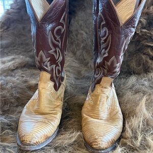 Dan Post Two-Tone Western Boots - Brown and Cream